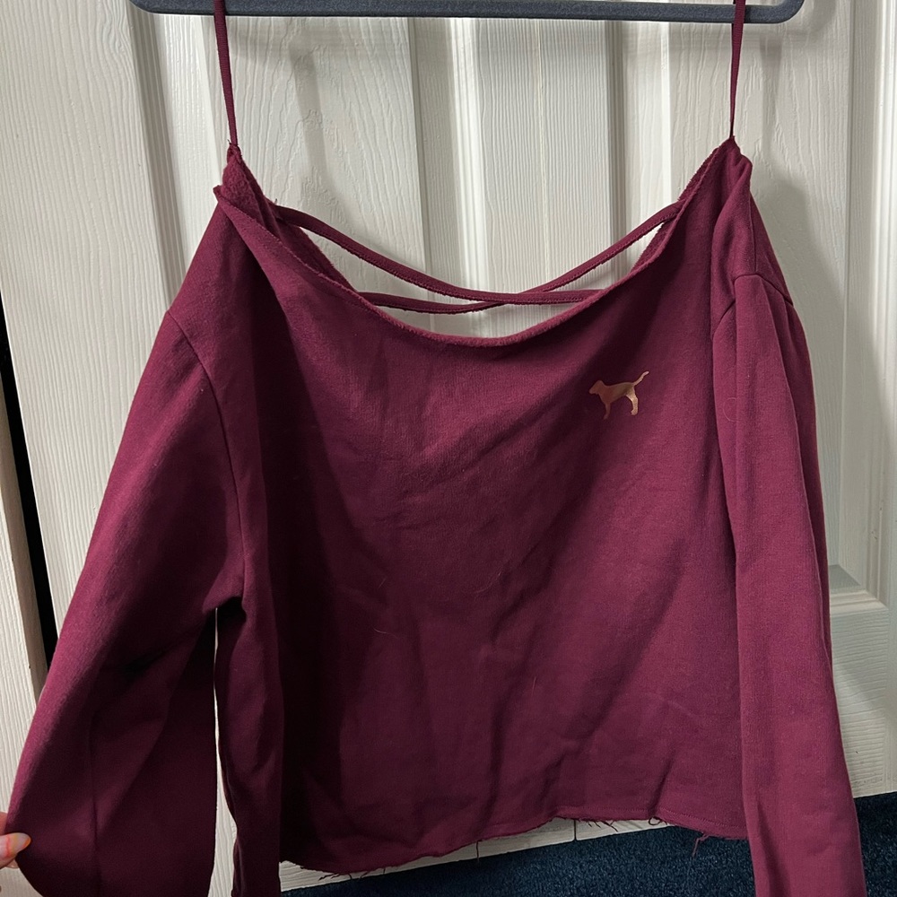 PINK Burgundy Off the Shoulder Long Sleeve. Size Small. Worn Once.